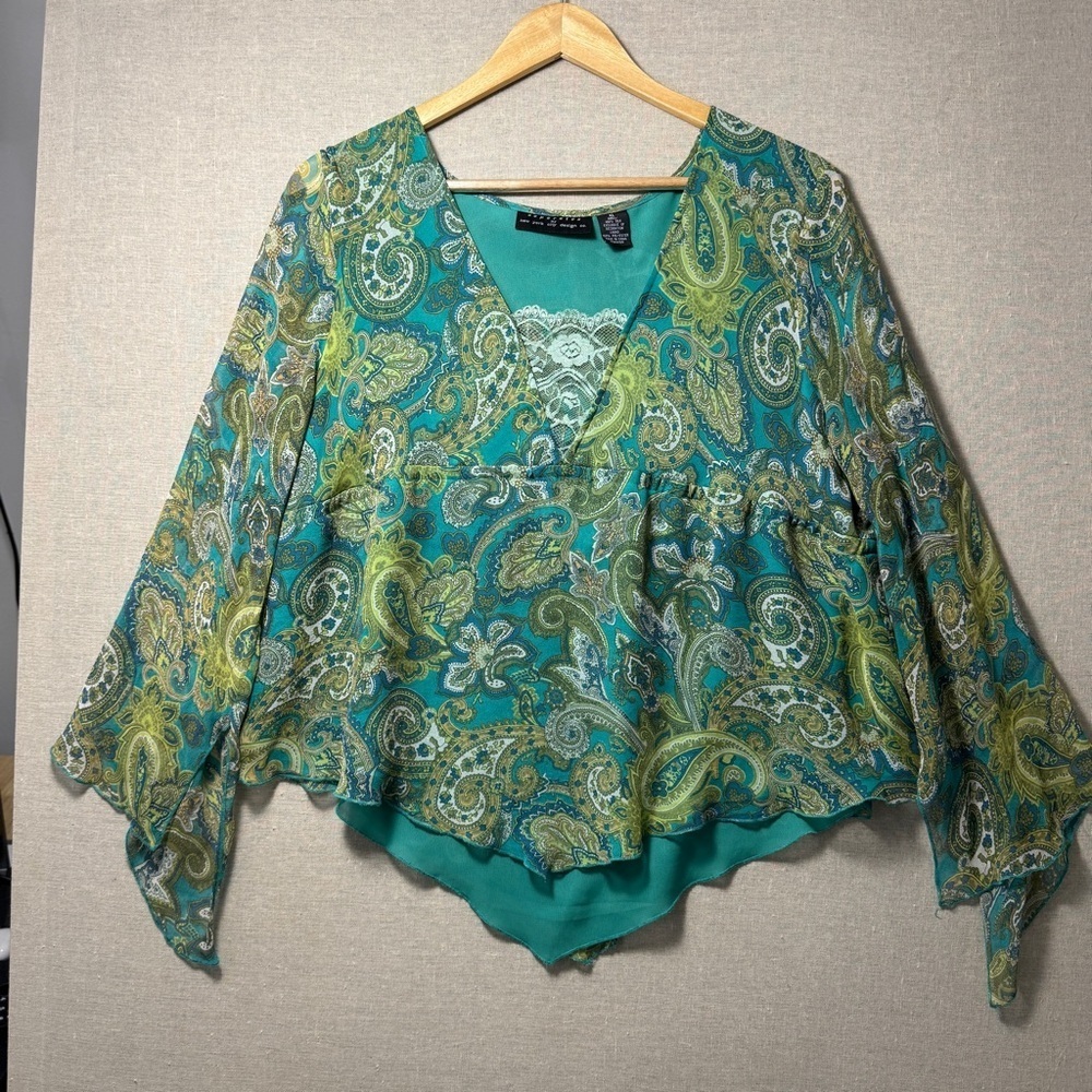 Silk Scarf Hem Blouse Separates by New York Clothing Co.